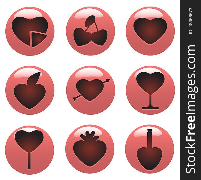 Set of hearts button vector. Set of hearts button vector