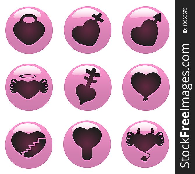 Set of heart button vector. Set of heart button vector