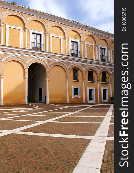 Courtyard at the Real Alcazar Moorish Palace in Seville, Spain