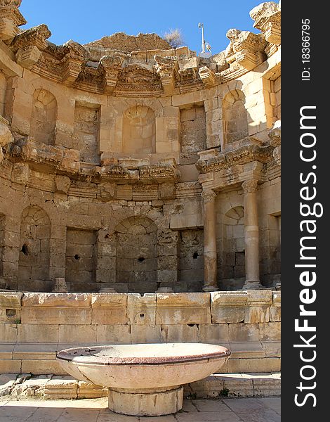 Nymphaeum. Ruins of the Greco-Roman city of Gerasa. Ancient Jerash, in Jordan. Nymphaeum. Ruins of the Greco-Roman city of Gerasa. Ancient Jerash, in Jordan.