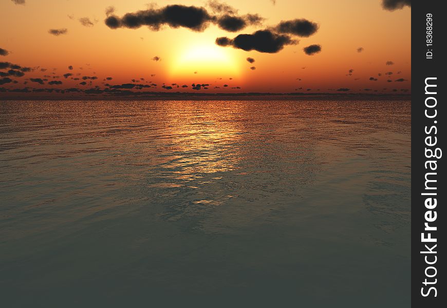 Sunset Over The Ocean