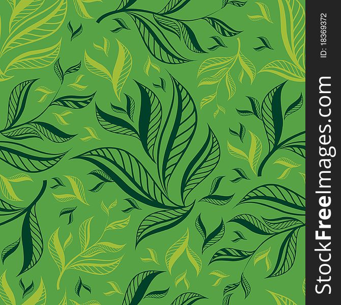 Seamless green floral pattern with leafs (From my big Seamless collection)