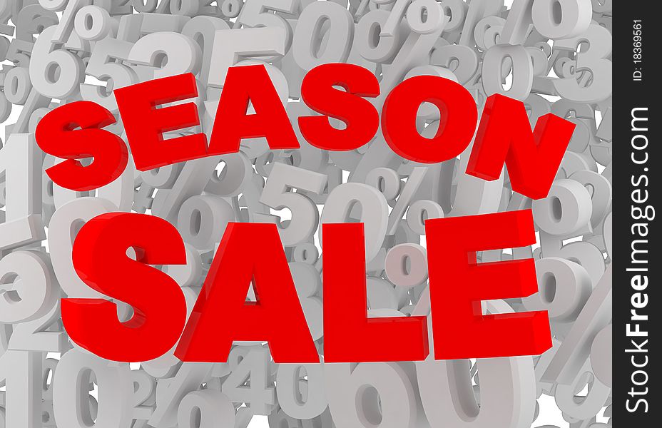 Season sale red sign on gray percent background