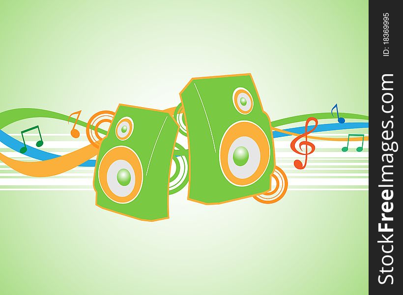 Vector illustration musical theme with speakers.