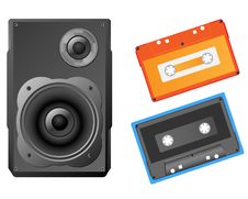 Musical Speaker And Audiocassette Stock Photography Musical Speaker And Audiocassette Stock Photography
