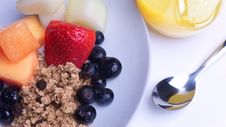 Breakfast Of Berries, Melon, Muesli, Orange Juice Royalty Free Stock Photo Breakfast Of Berries, Melon, Muesli, Orange Juice Royalty Free Stock Photo