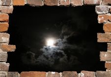 Old Brick Wall As A Frame By Night Stock Photo Old Brick Wall As A Frame By Night Stock Photo