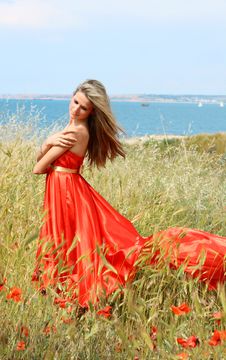 Attractive Young Woman In Red Dress Royalty Free Stock Photography Attractive Young Woman In Red Dress Royalty Free Stock Photography