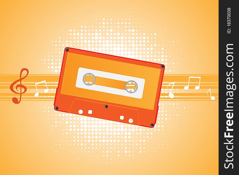 Musical composition with audiocassette vector. Musical composition with audiocassette vector.