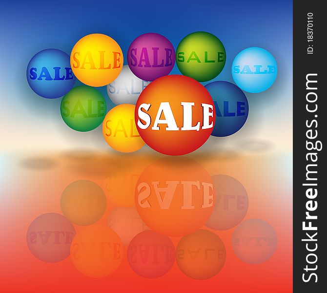 Abstract business background with color balls and sign sale