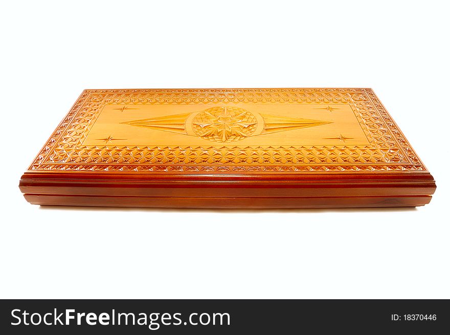 The closed box of game in a backgammon is isolated on a white background