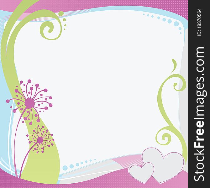 A vector illustration of a dandelion and heart frame background. A vector illustration of a dandelion and heart frame background.