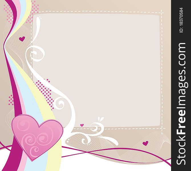 Vector illustration of a heart and swirls background with space to add your own text. Vector illustration of a heart and swirls background with space to add your own text.