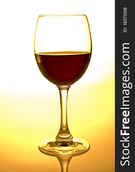 Glass goblet with red wine