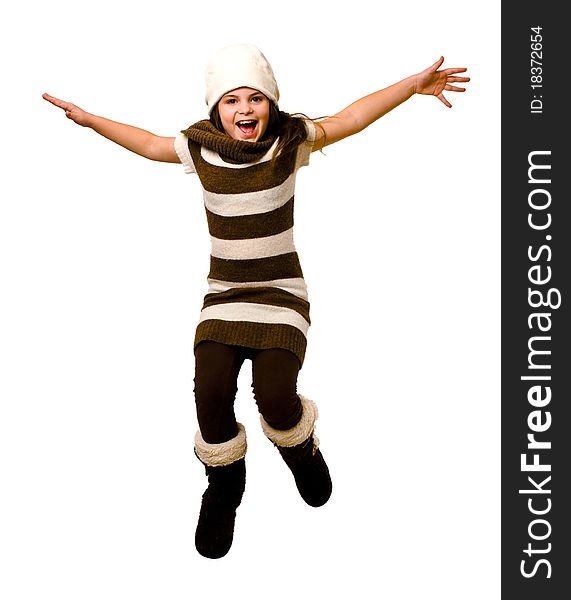 A picture of a young girl Jumping for Joy