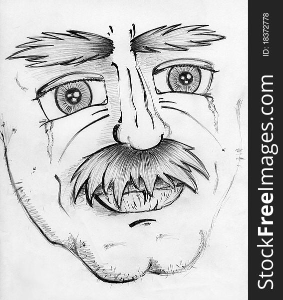 A sad old man portrait drawn by me using pencil. A sad old man portrait drawn by me using pencil