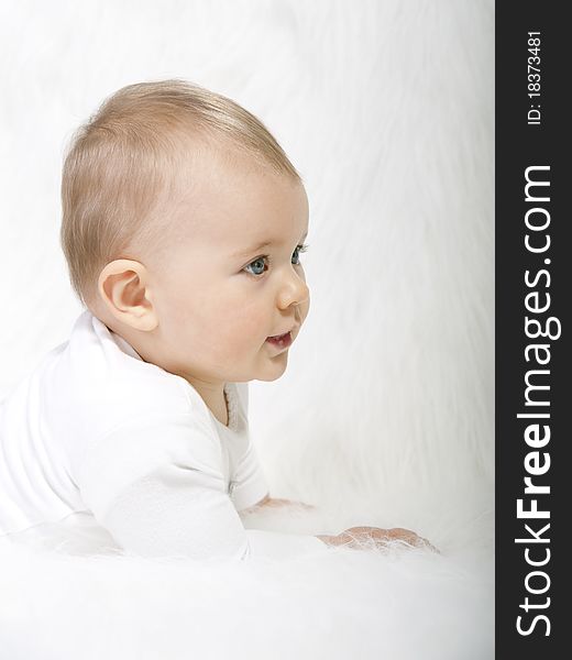 Beautiful baby girl isolated on white background