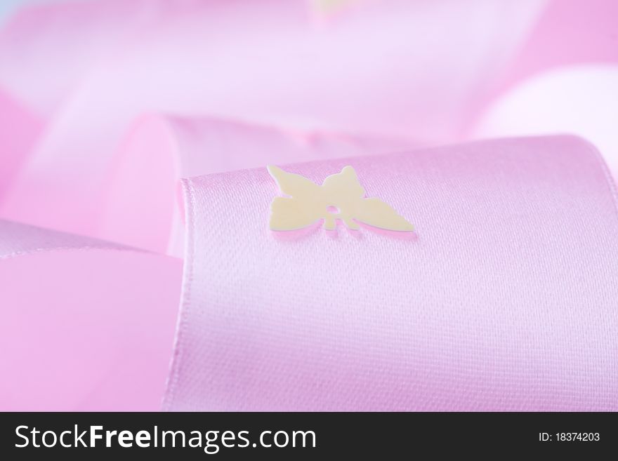 Butterfly on the pink ribbon