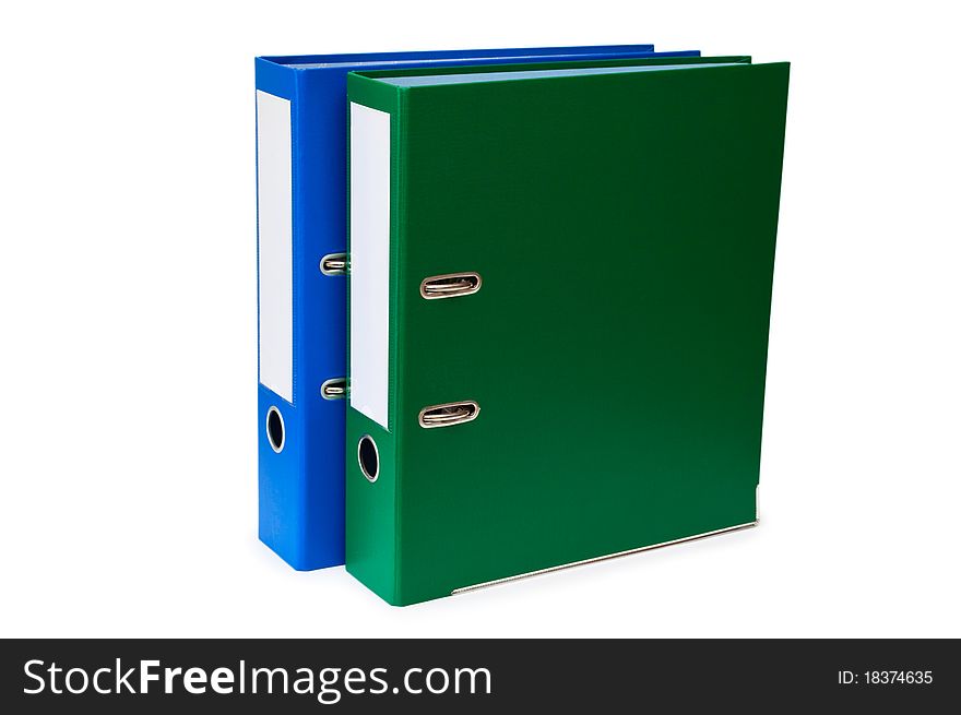 Green and blue folders on a white background