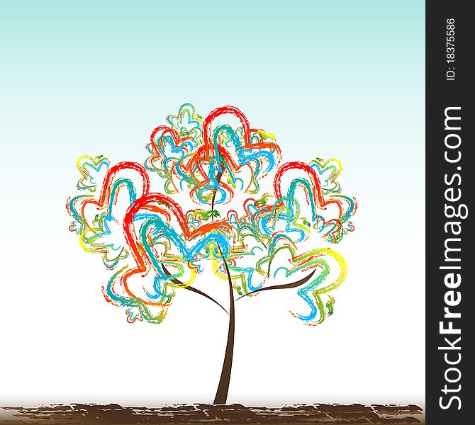 Illustration of abstract tree on isolated background