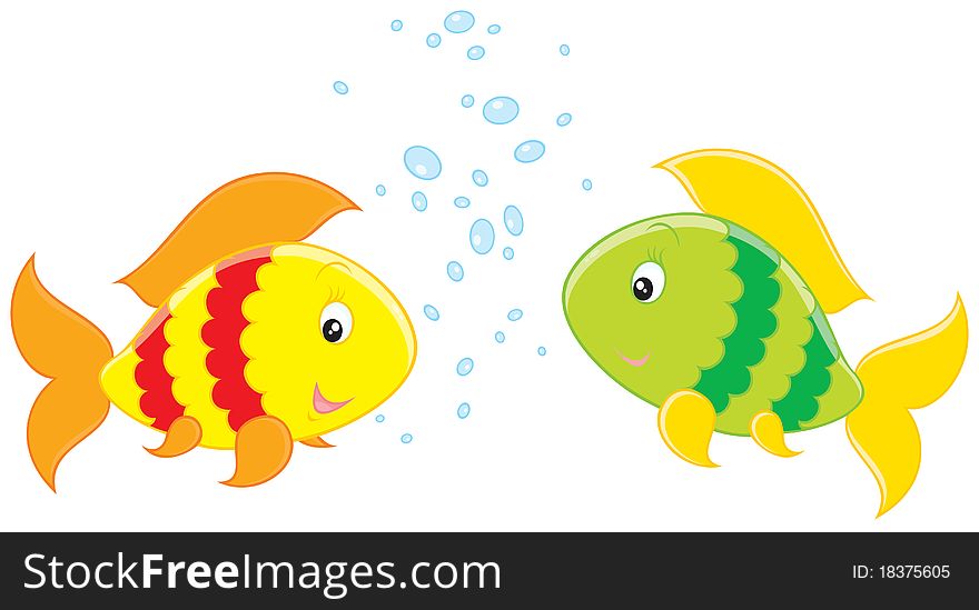 Vector clip-art of colorful tropical fishes talking of this and that. Vector clip-art of colorful tropical fishes talking of this and that