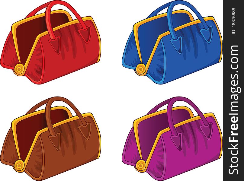 Set of color handbags