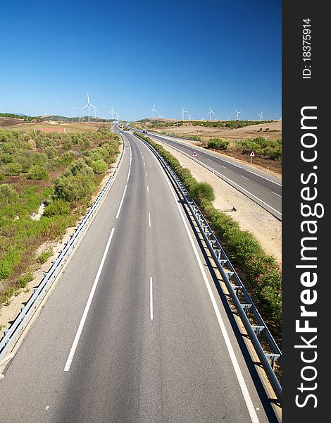 Two lanes highway at Cadiz Andalusia in Spain. Two lanes highway at Cadiz Andalusia in Spain