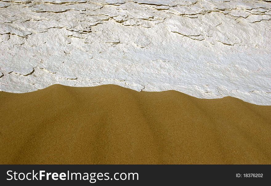 Sand and stone texture in the white desert.