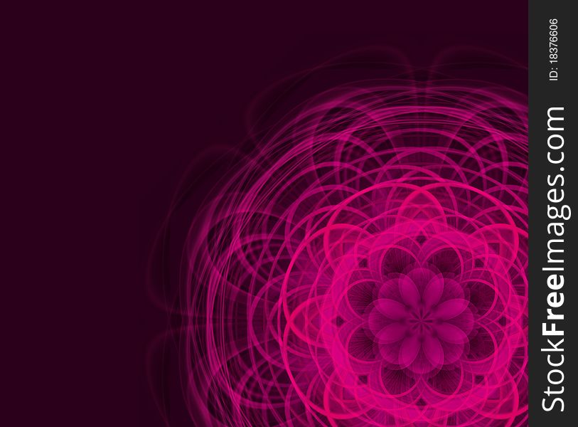 Abstract pink circle on a dark background. Abstract pink circle on a dark background