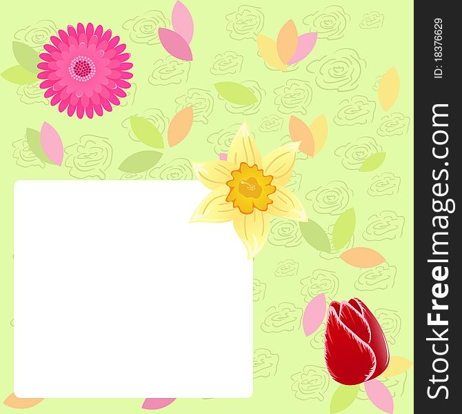 Cute spring background with flowers and a place for your text