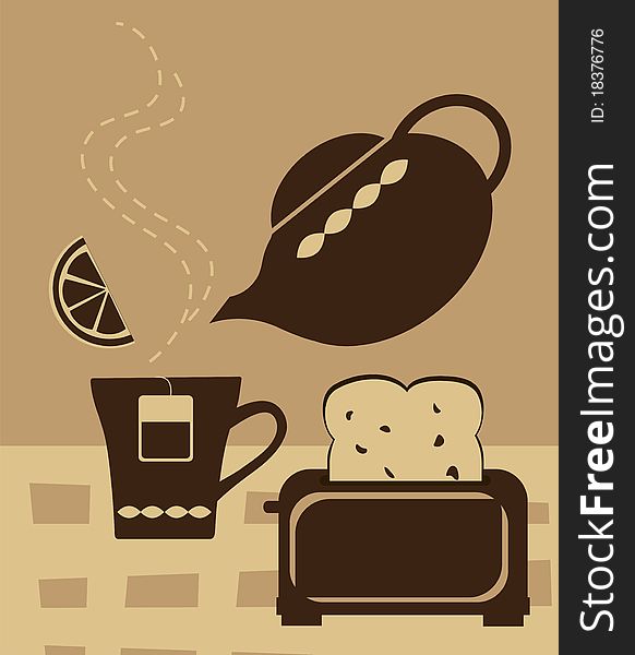 A vector illustration of a breakfast tea