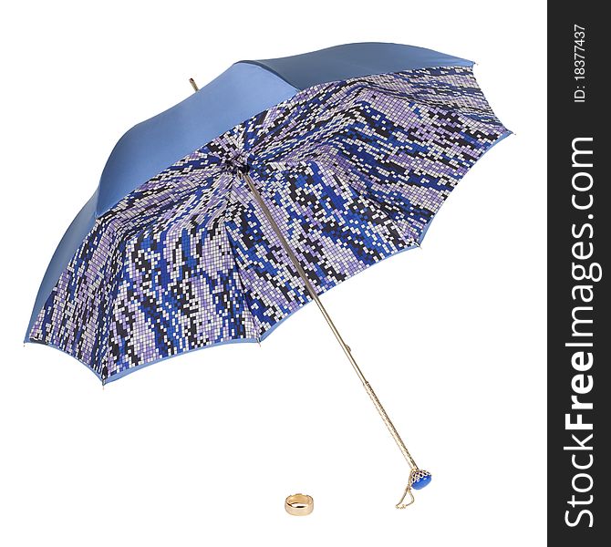 An open umbrella on a white background. Isolated.