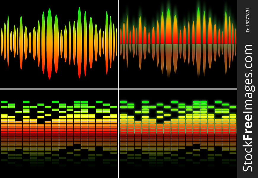 Four equalizer set isolated on black