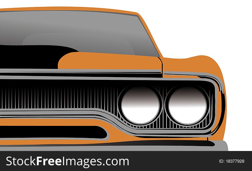 Front of a classic old muscle car. Front of a classic old muscle car