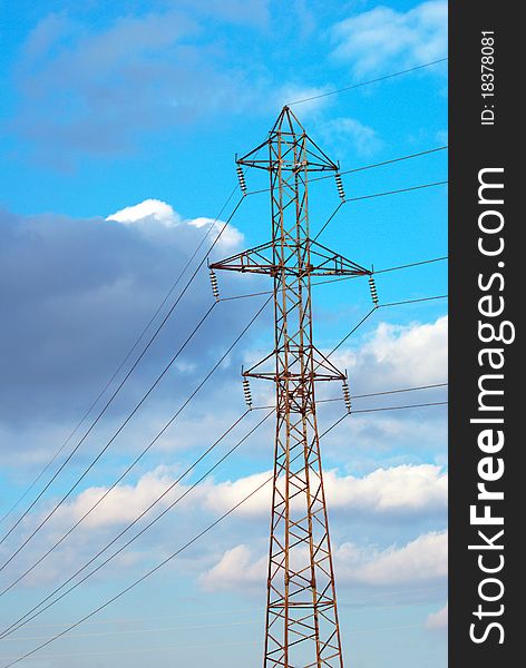 High voltage transmission background beautiful sky. High voltage transmission background beautiful sky