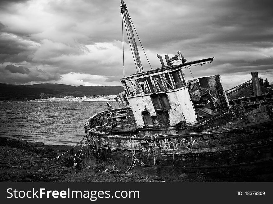 Old stranded ship in Scotland