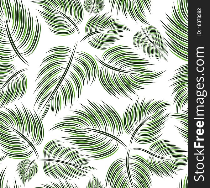 Seamless pattern with green leaf leaves on white background