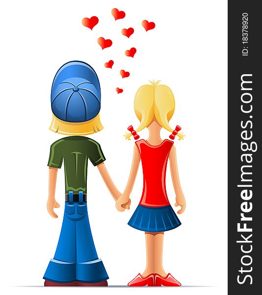 Loving boy and girl illustration isolated on white background
