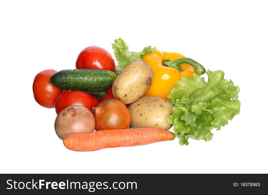 Fresh raw vegetables isolated on white background with clipping path. Fresh raw vegetables isolated on white background with clipping path