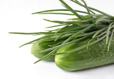 A Bunch Of Green Onions And Cucumbers Stock Images A Bunch Of Green Onions And Cucumbers Stock Images