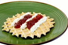 Waffle With Cream Stock Images