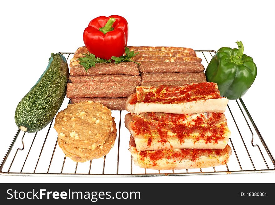 Raw meat ready for barbecue isolated on white