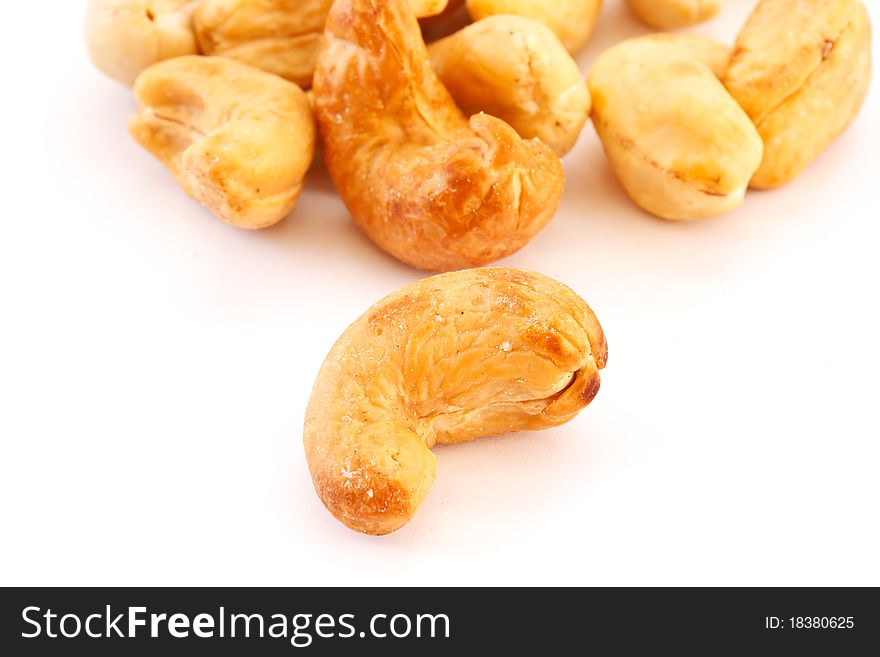 Cashew is isolated on a white background