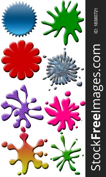 Set of colored blots for sales, on the white background
