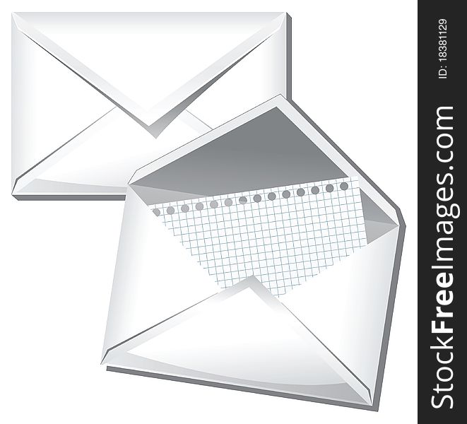 Open and closed envelopes over white background. Open and closed envelopes over white background