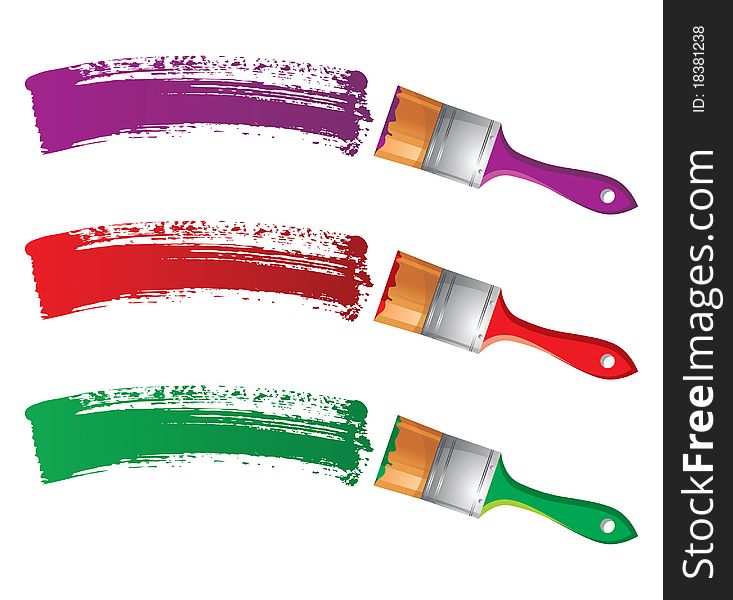 3 paintbrushes over white background