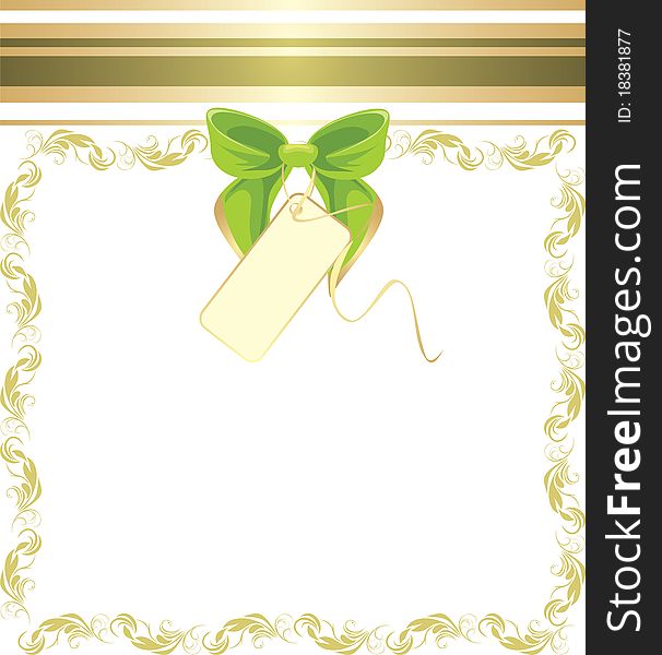 Green Bow In The Decorative Frame