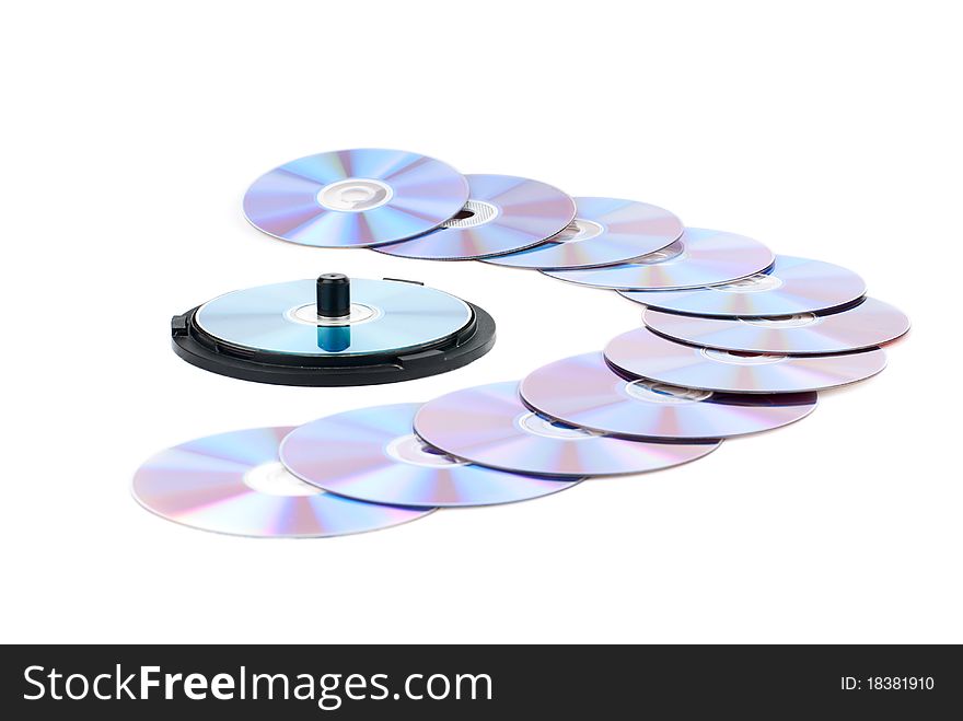 Set of compact disks. White background. Studo shot. Set of compact disks. White background. Studo shot.