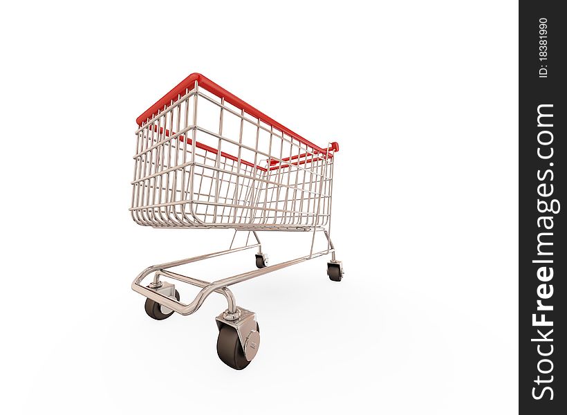 Shopping trolley isolaten on white background.