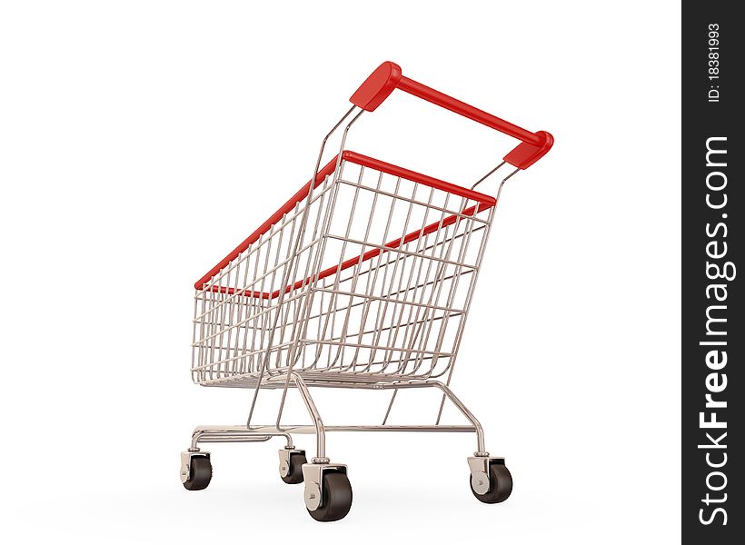 Shopping trolley isolated on white background.